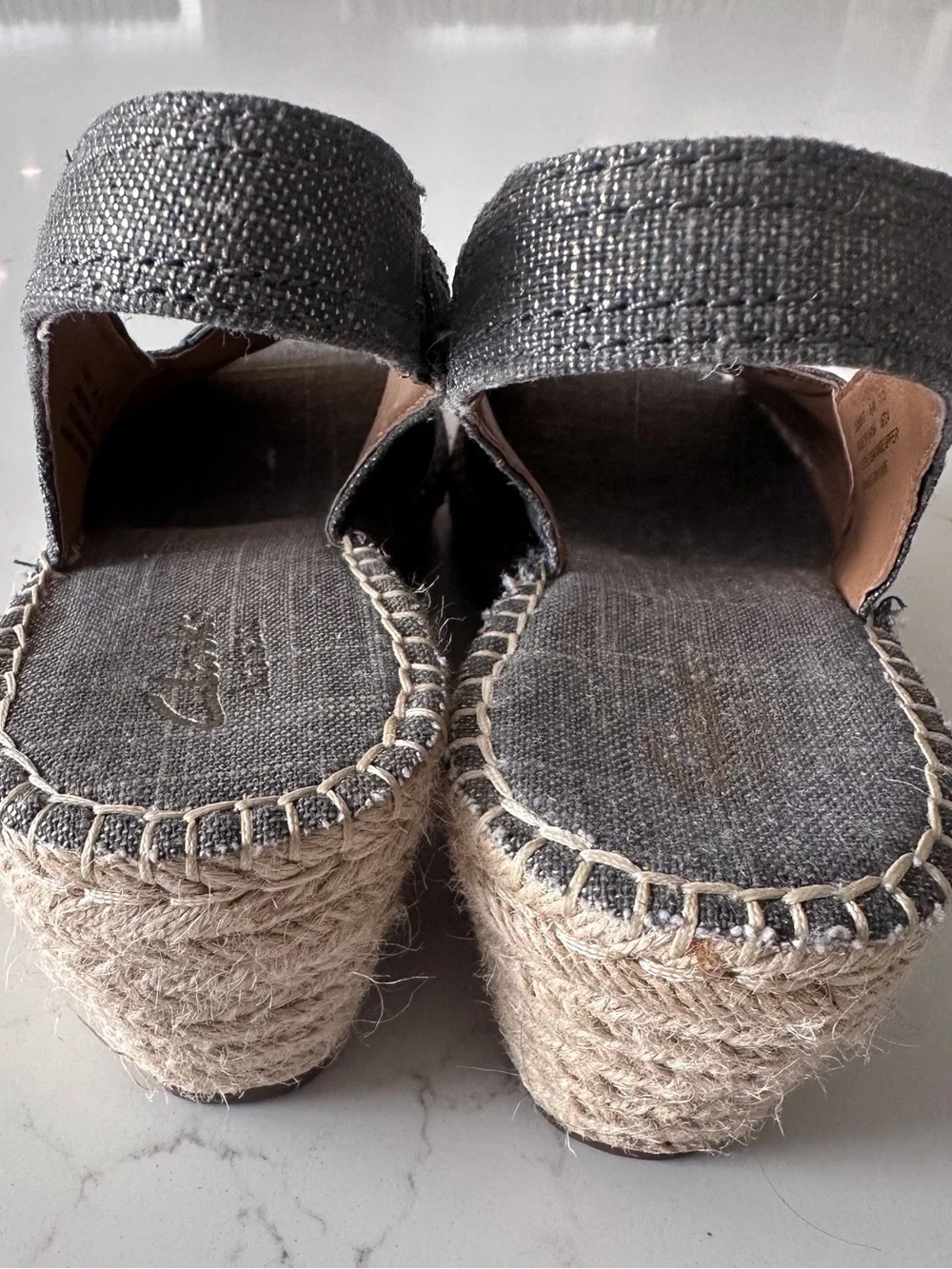 Clarks Gray Open-Toe Slingback Espadrilles